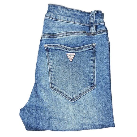 Guess Capri Pants Women‎ Sz 0 Vintage 90s Blue Denim Distressed Everyday - Picture 1 of 6